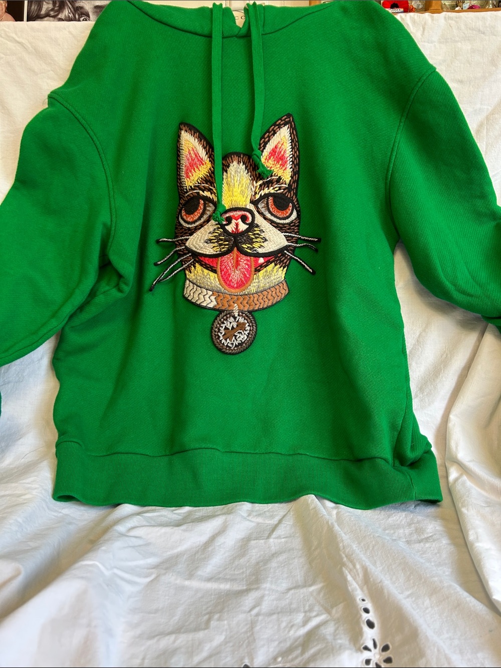 Gucci Green Hoodie with Embroidered Motif